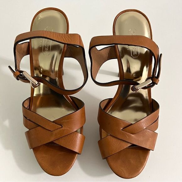 Coach Dani Veg Leather Strappy Heels Women's Size 7 - Picture 3 of 16